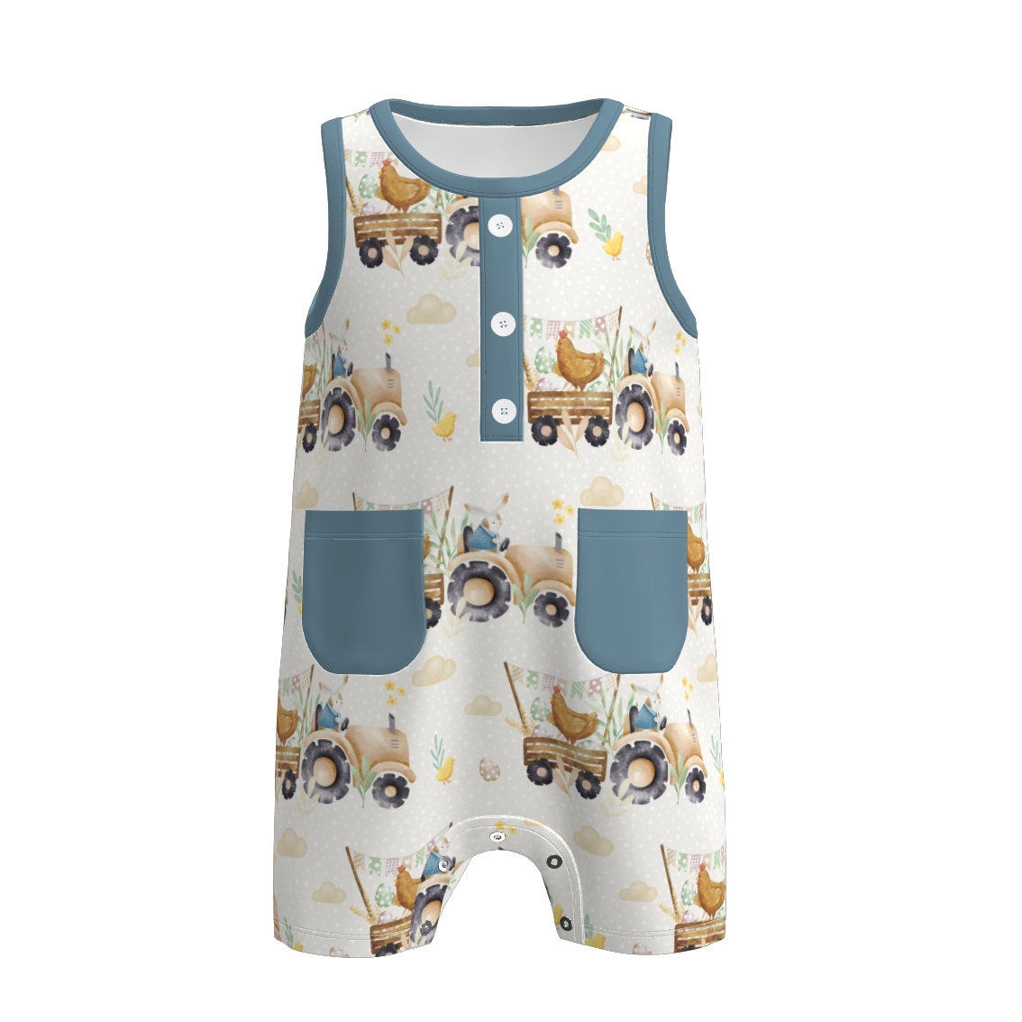 (Pre Order)Toddler Boys Easter Bunny&Farm Print Romper