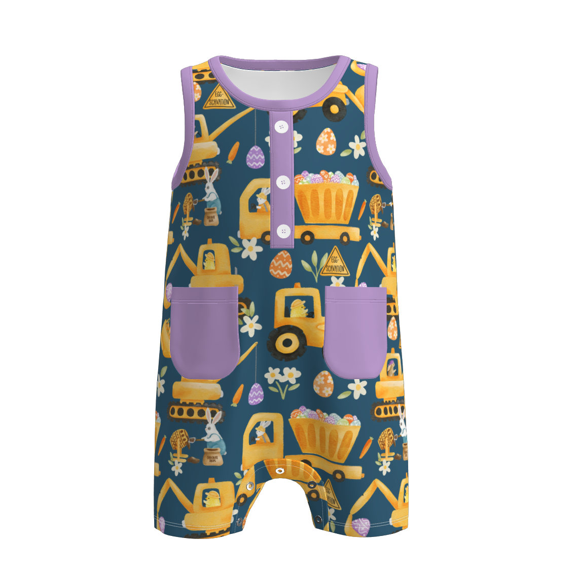 (Pre Order)Toddler Boys Easter Bunny&Farm Print Romper