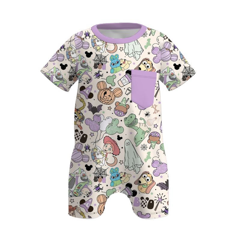 (Pre Order)Family Halloween Cartoon Print Dress,Top&Romper
