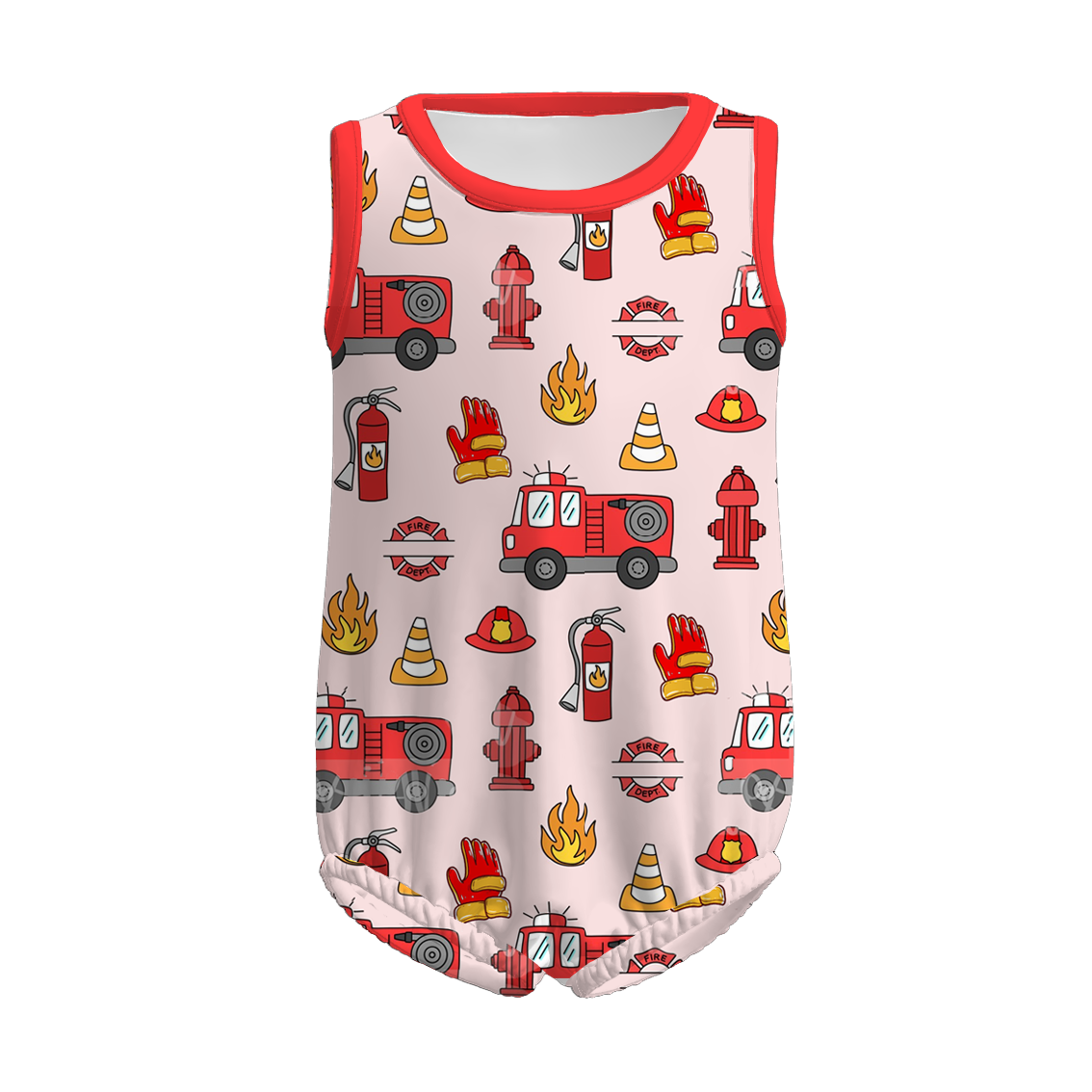 (Pre Order)Family Summer Fireman Print Dress,Set,Top&Romper