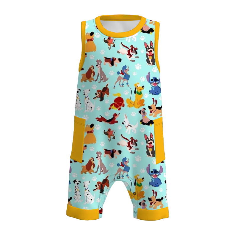 (Pre Order)Toddler Boys Summer Cartoon Print Romper