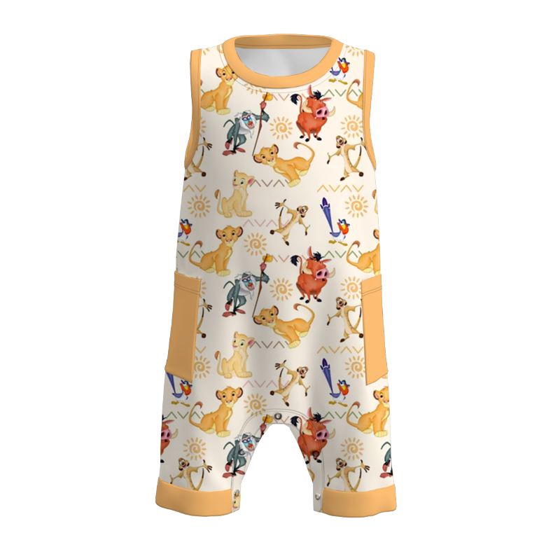 (Pre Order)Toddler Boys Summer Cartoon Print Romper