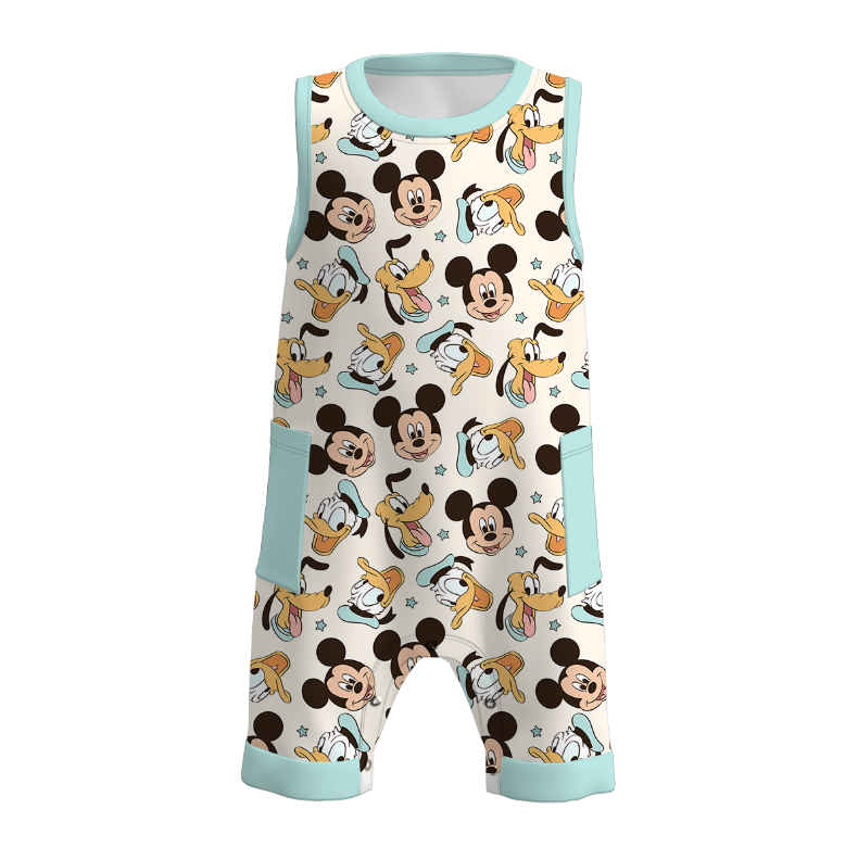 (Pre Order)Toddler Boys Summer Cartoon Print Romper