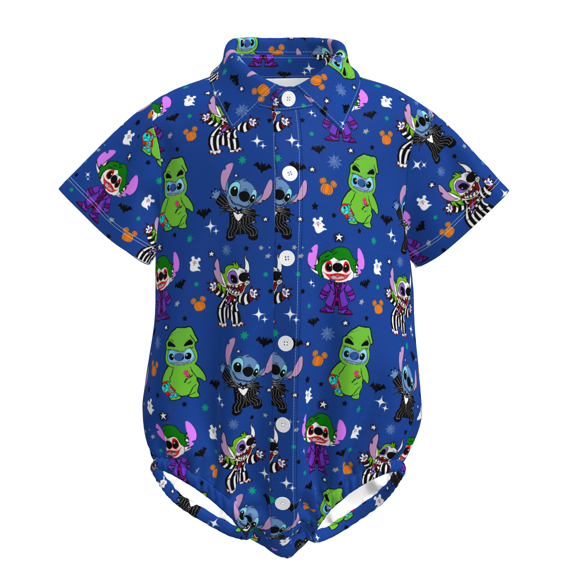 (Pre Order)Toddler Boys Halloween Cartoon Print Four-way Stretch Romper