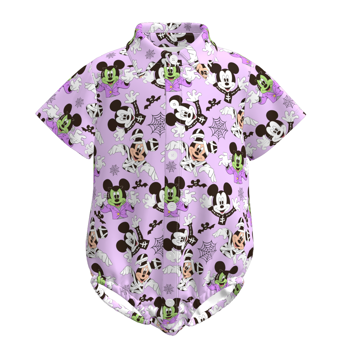 (Pre Order)Toddler Boys Halloween Cartoon Print Four-way Stretch Romper