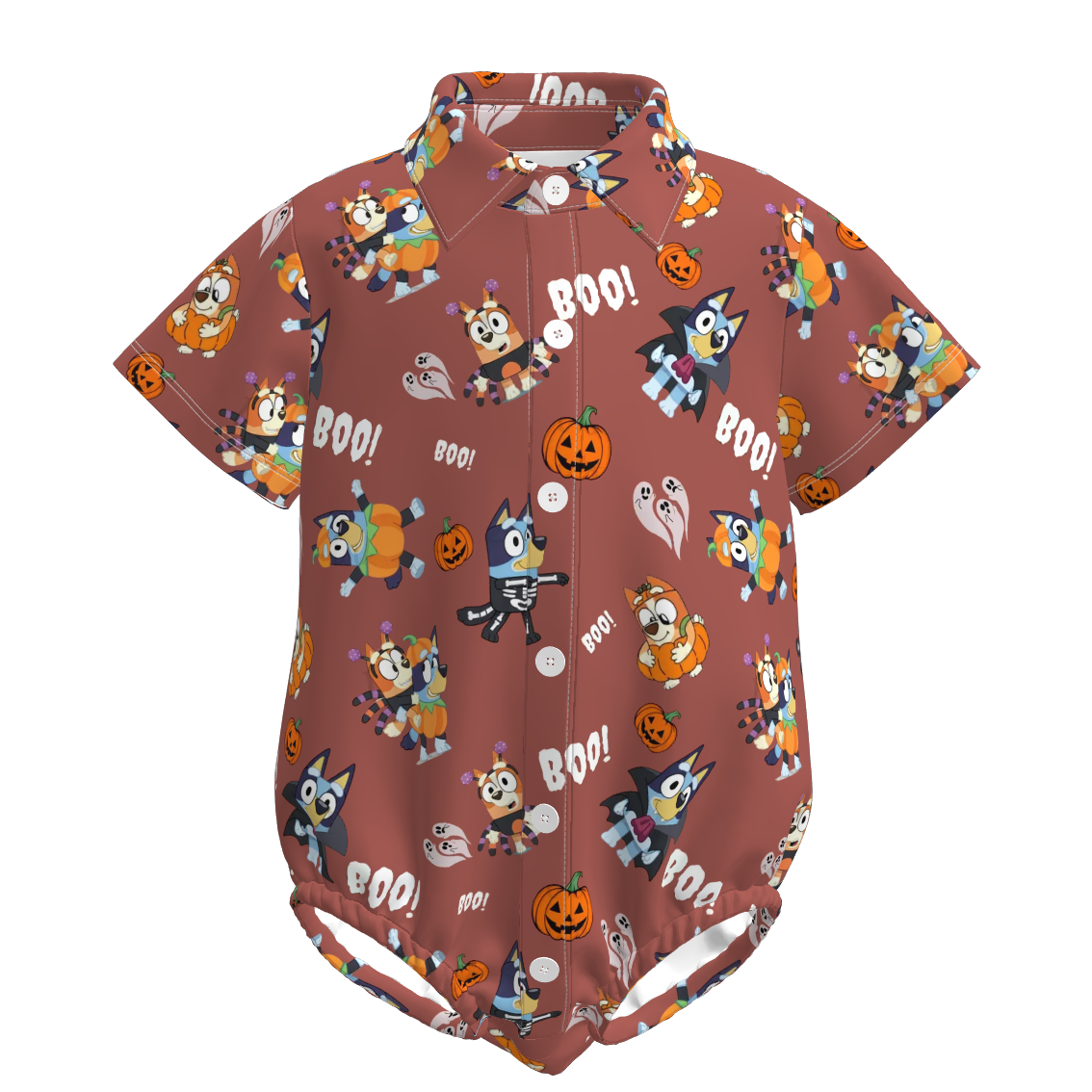 (Pre Order)Toddler Boys Halloween Cartoon Print Four-way Stretch Romper