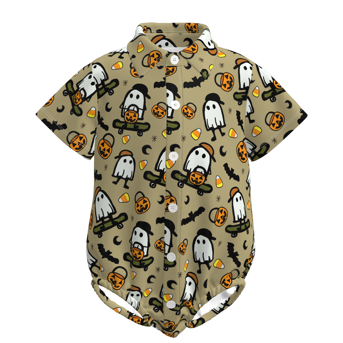 (Pre Order)Toddler Boys Halloween Cartoon Print Four-way Stretch Romper