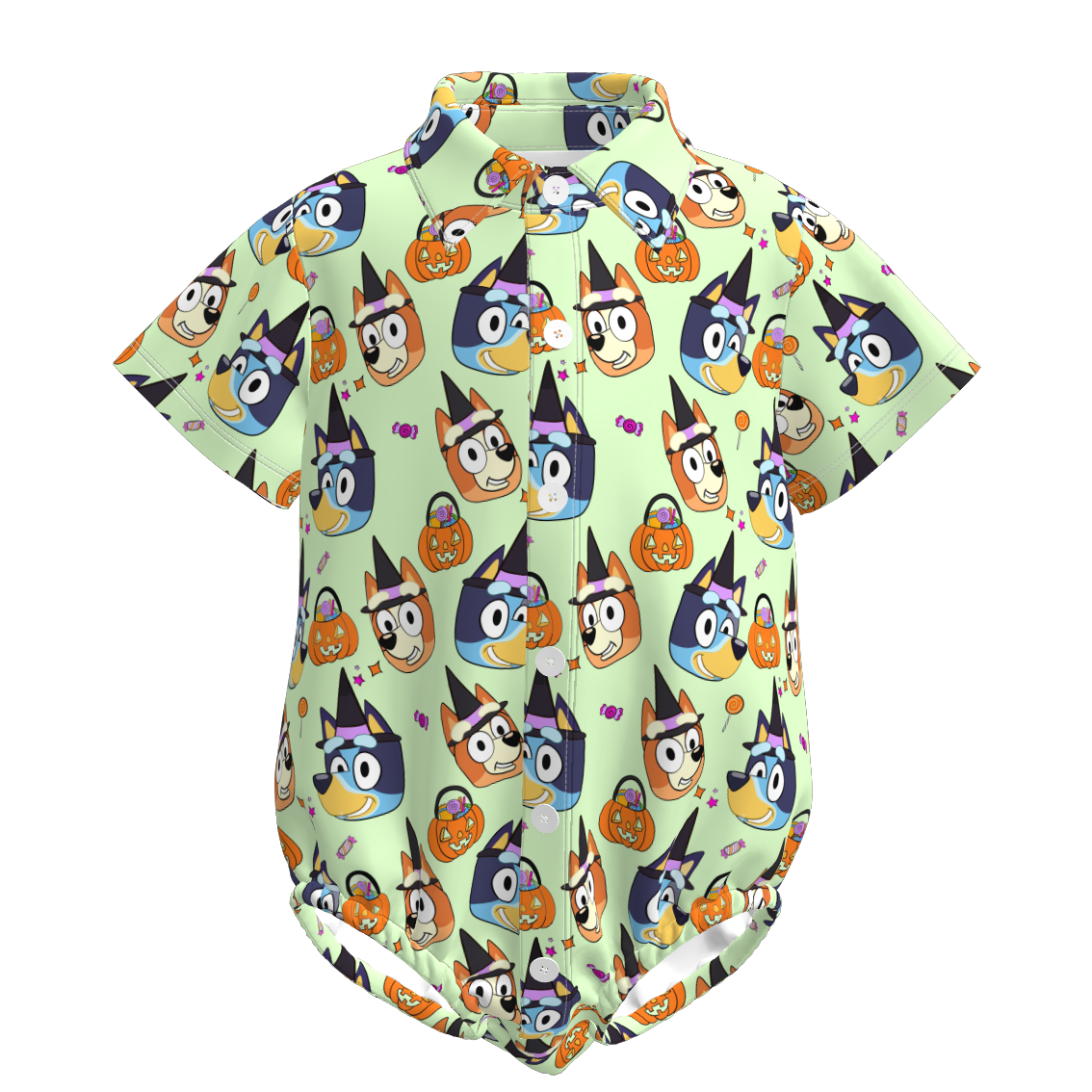 (Pre Order)Toddler Boys Halloween Cartoon Print Four-way Stretch Romper