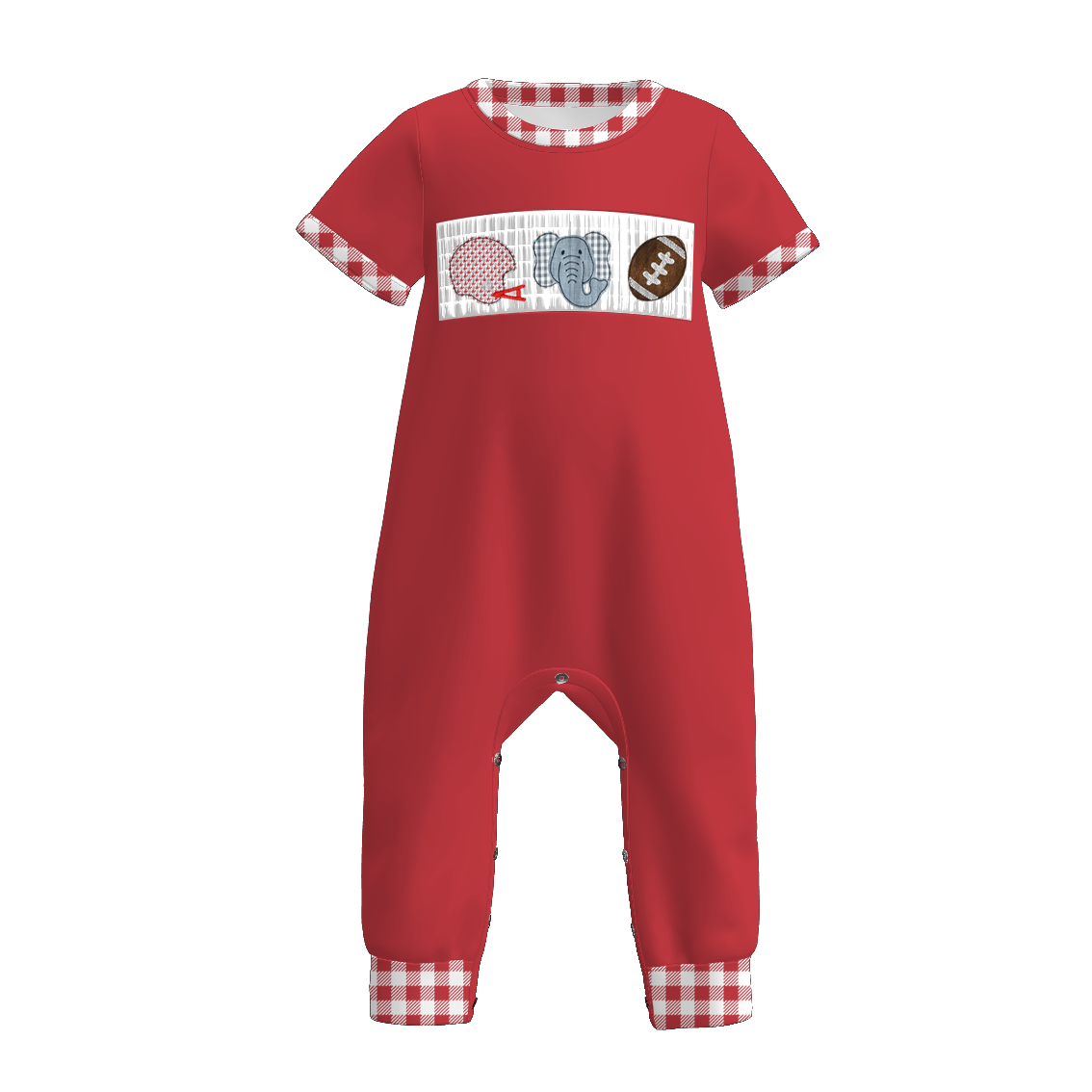 (Pre Order)Family Football Alabama Embroidery Smocked Dress,Set&Romper