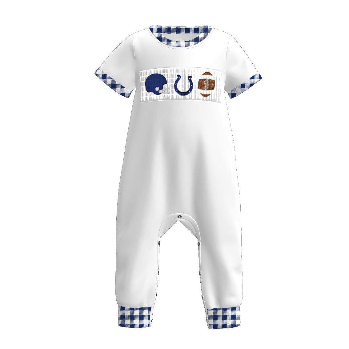 (Pre Order)Family Football Indianapolis Embroidery Smocked Dress,Set&Romper