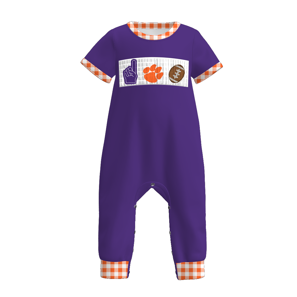 (Pre Order)Family Football Clemson Embroidery Smocked Dress,Set&Romper
