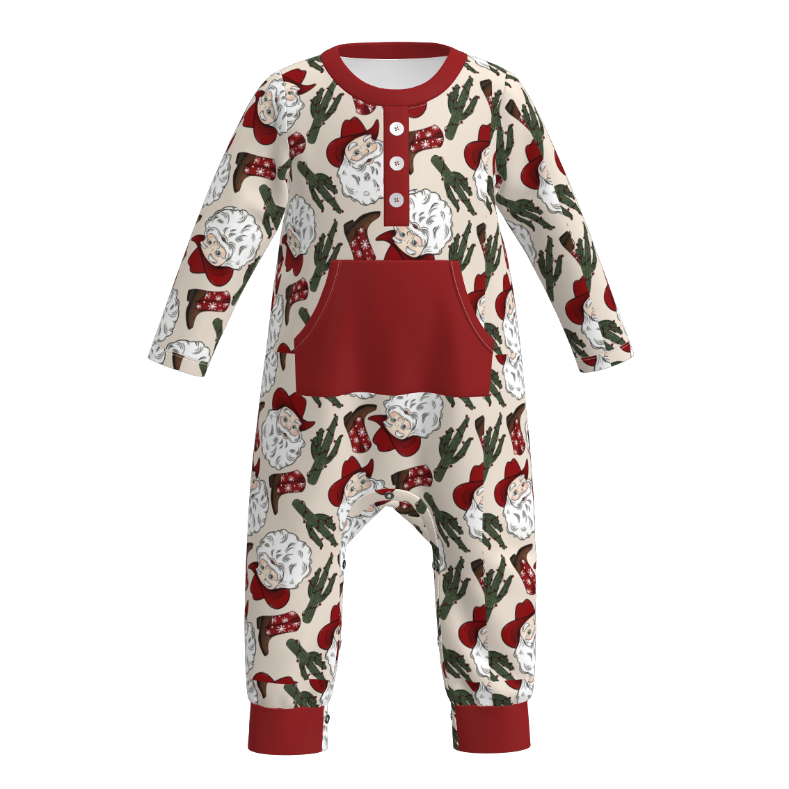 (Pre Order)Brothers Christmas Print Top&Romper with Pockets