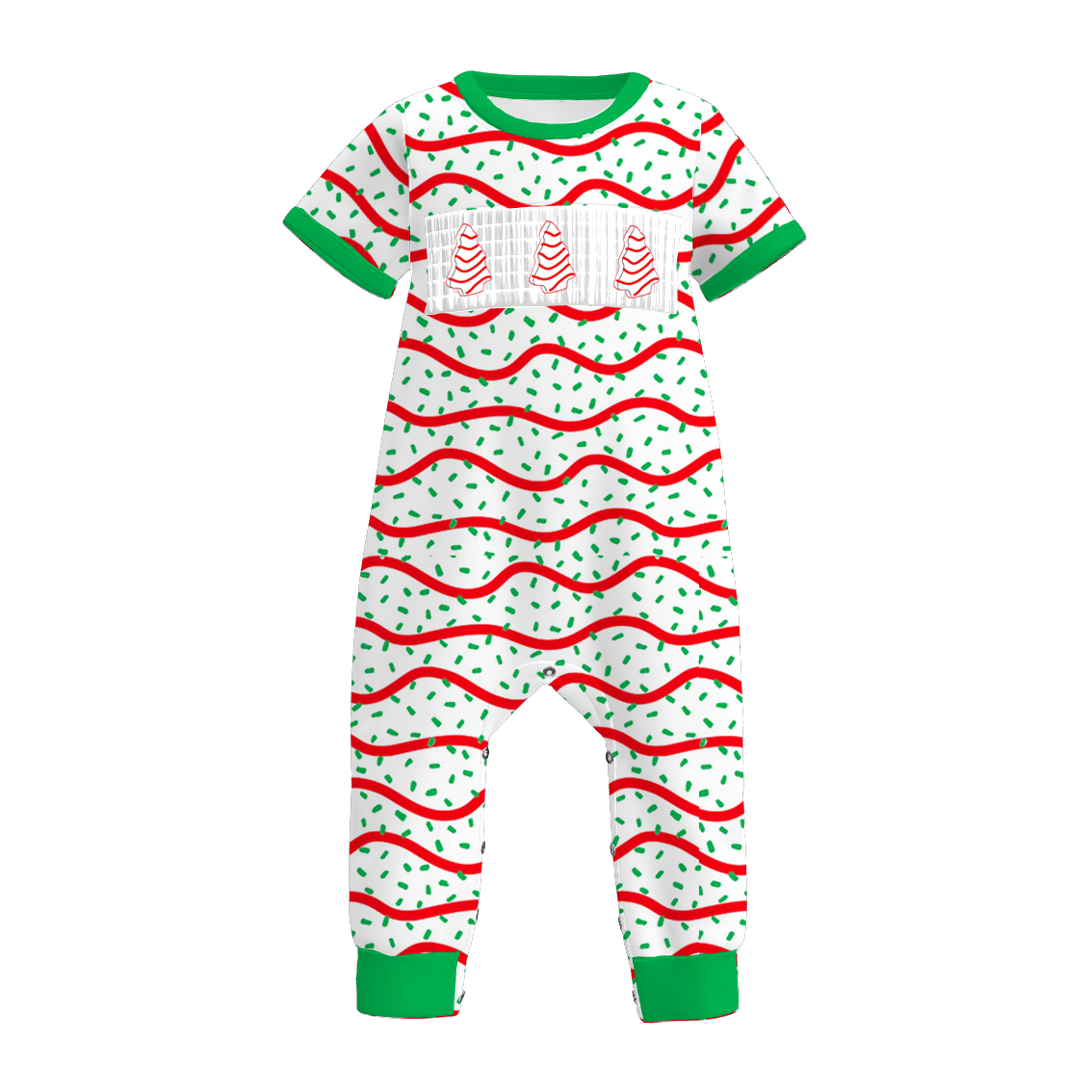 (Pre Order)Family Christmas Tree Embroidery Smocked Dress,Top&Romper