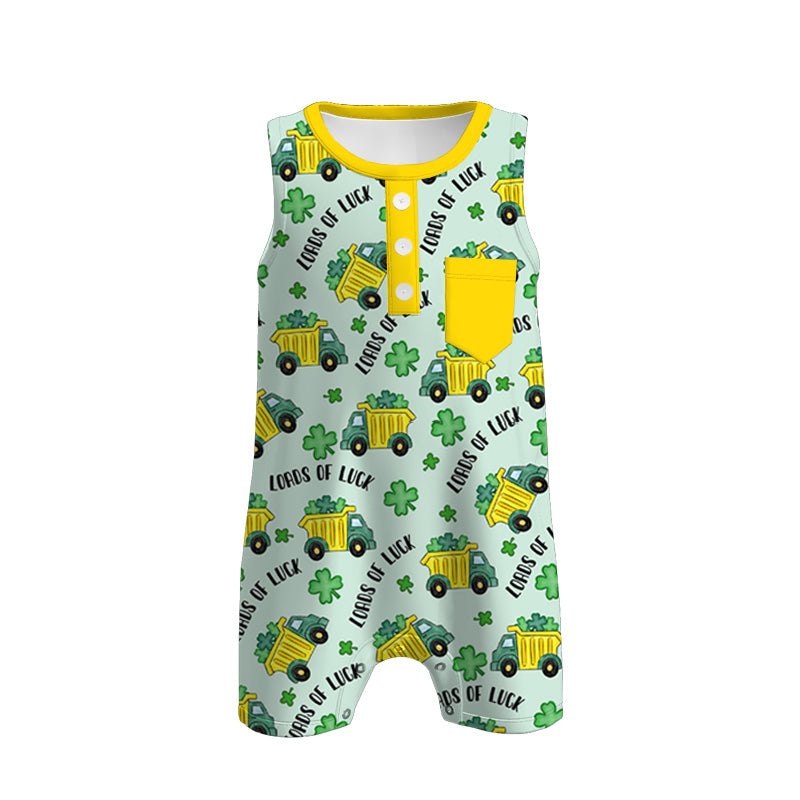 (Pre Order)Brothers St. Patrick's Day Shamrock Print Top&Romper