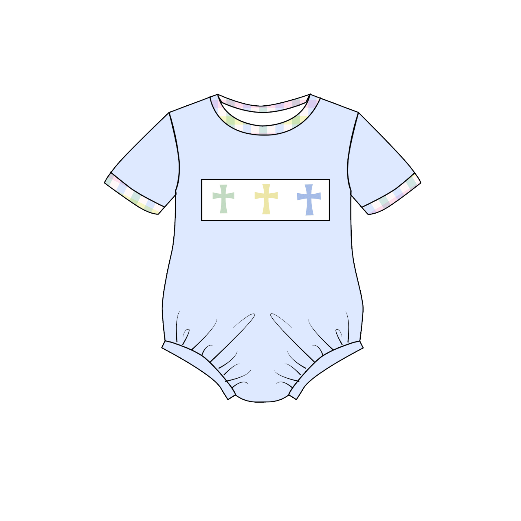 (Pre Order)Sisters Easter Cross Embroidery Smocked Dress&Romper
