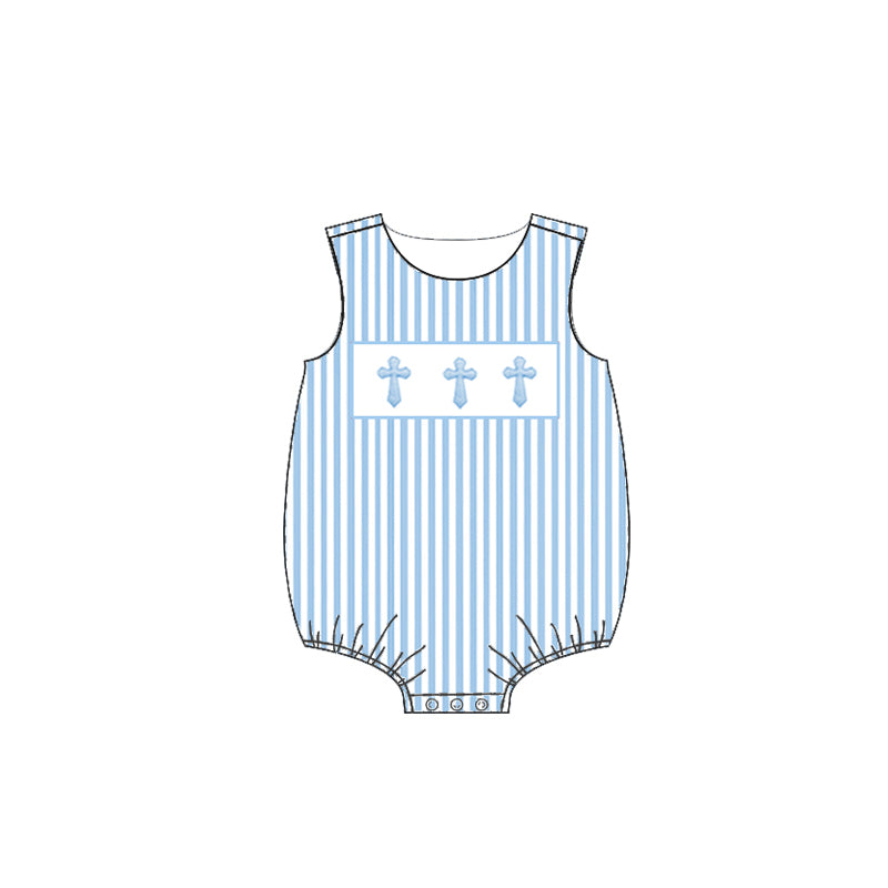 (Pre Order)Siblings Easter Cross Embroidery Smocked Dress,Set&Romper