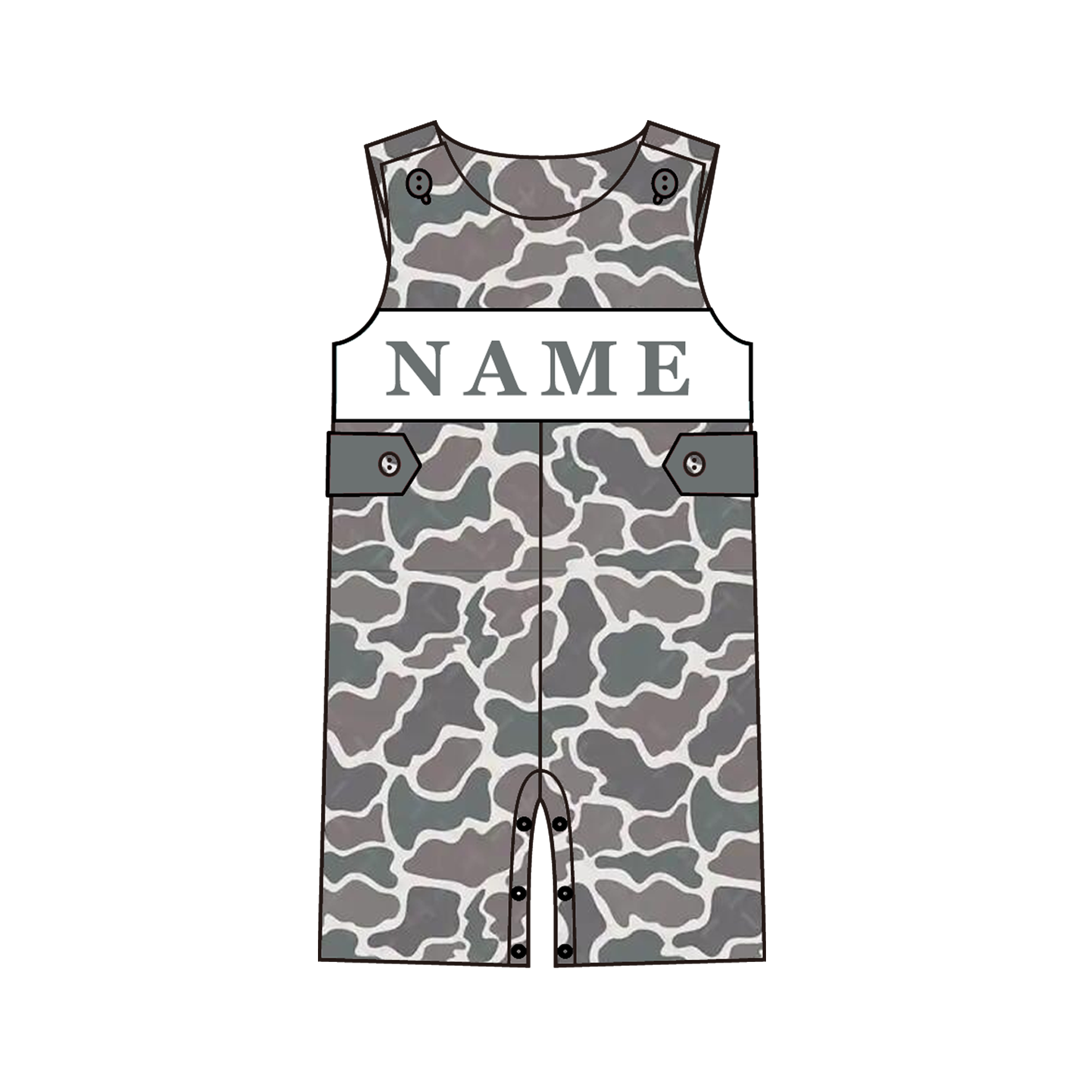 (Pre Order)Siblings Spring&Summer Camouflage Embroidery Smocked Dress,Set&Romper-Customized Name