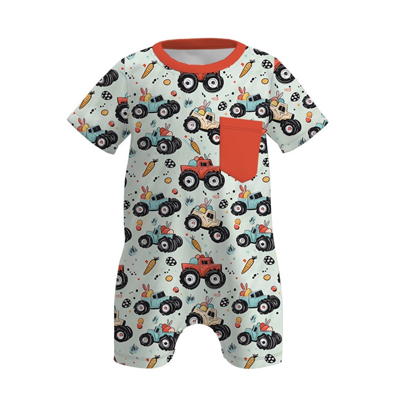 (Pre Order)Brothers Easter Truck Print Top&Romper