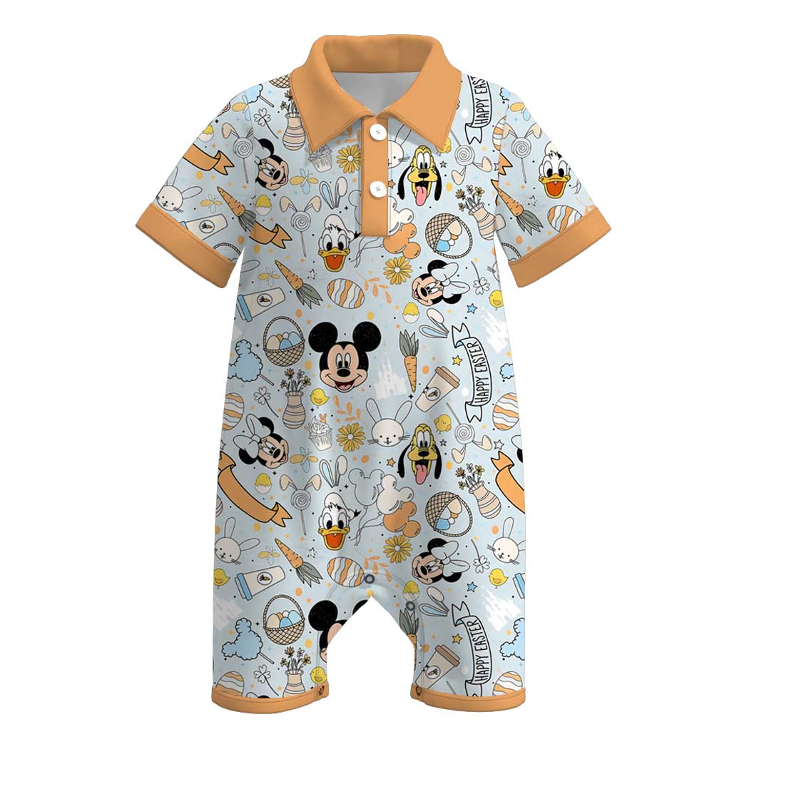 (Pre Order)Toddler Boys Easter Cartoon Print Romper