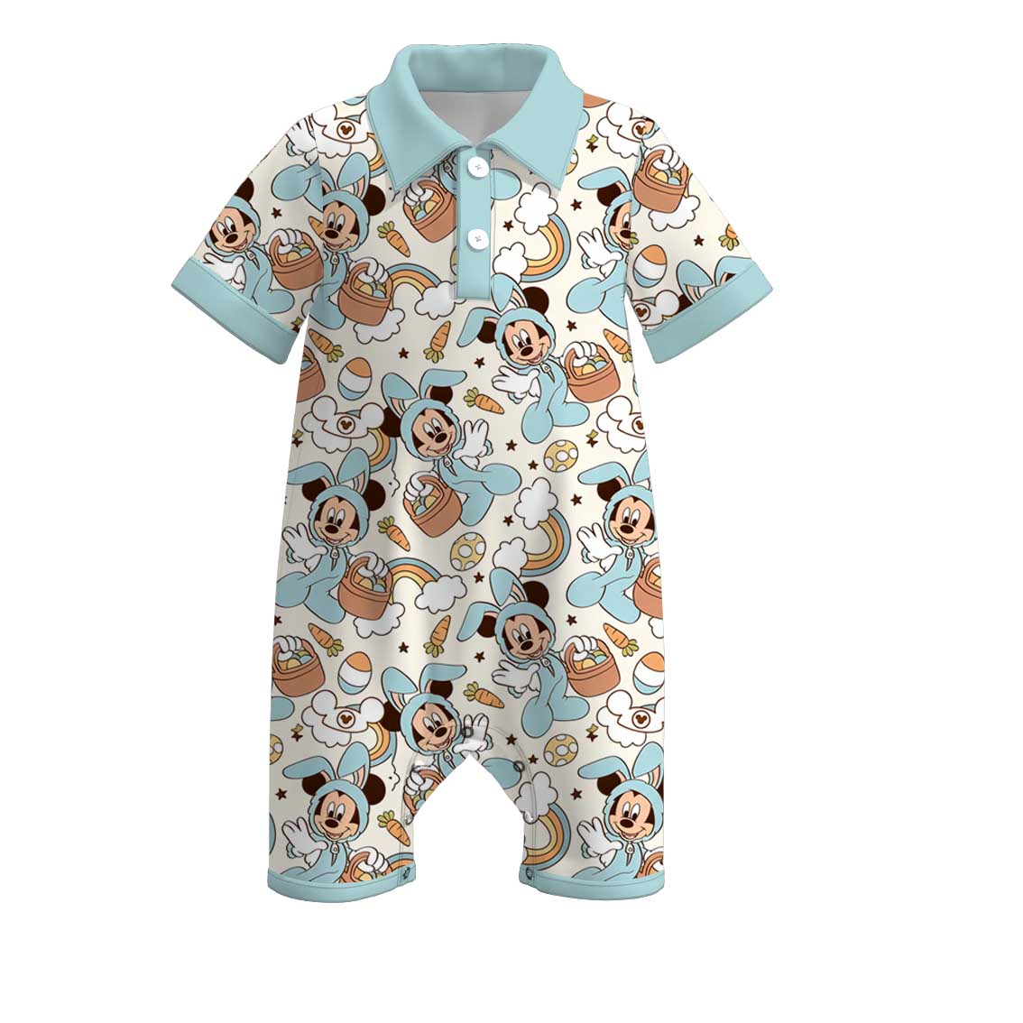 (Pre Order)Toddler Boys Easter Cartoon Print Romper