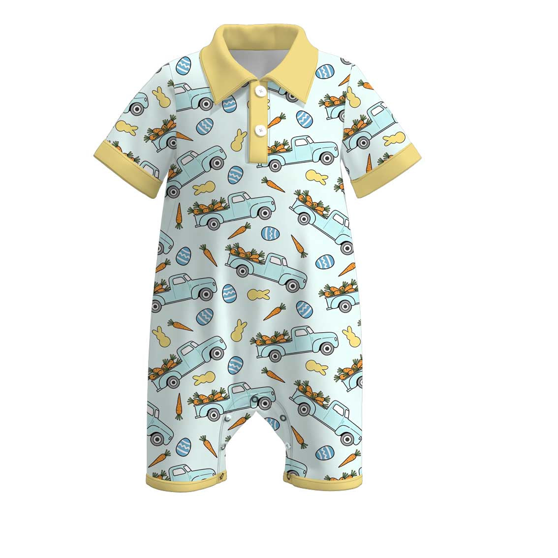 (Pre Order)Toddler Boys Easter Cartoon Print Romper