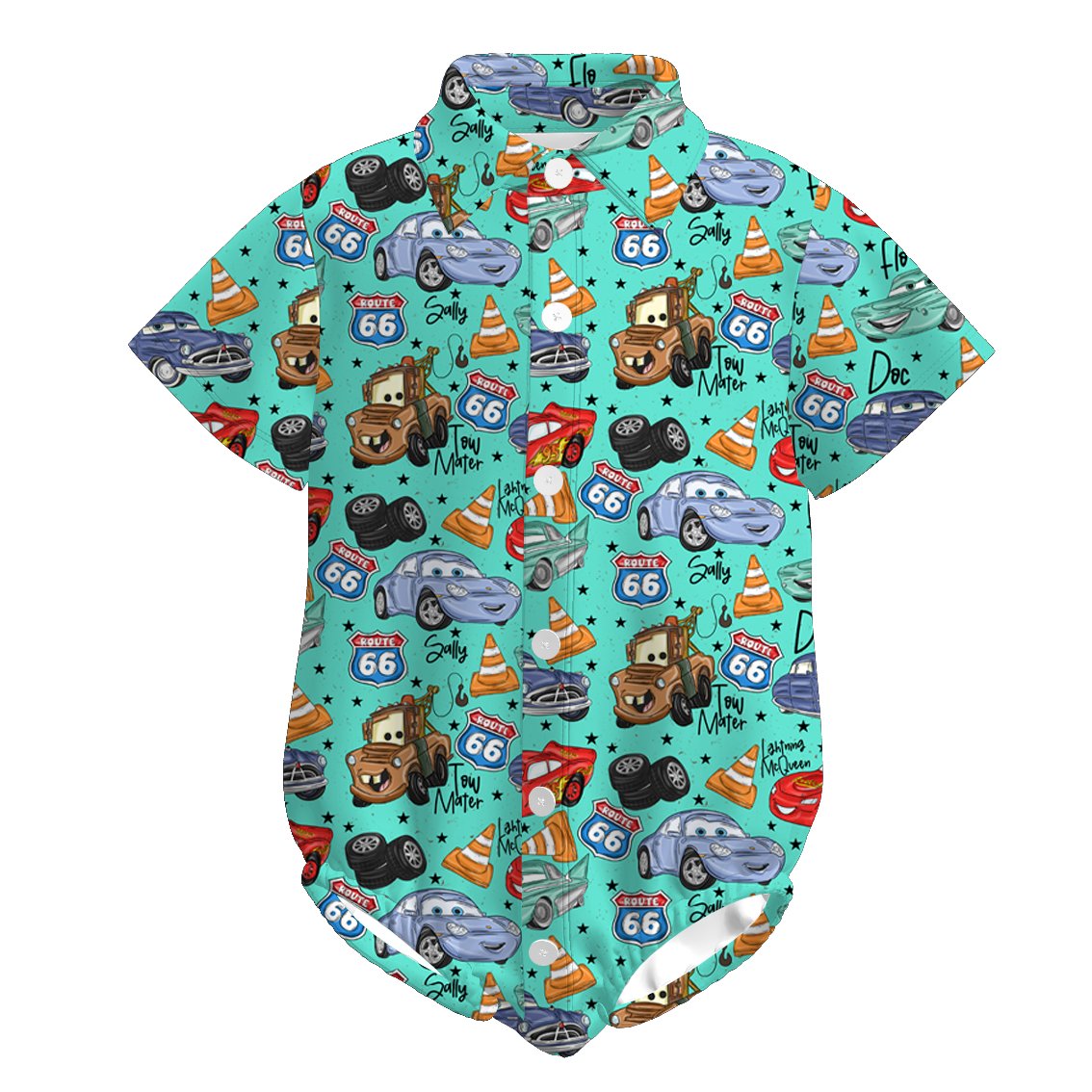 (Pre Order)Family Spring&Summer Cartoon Car Print Dress,Romper&Top