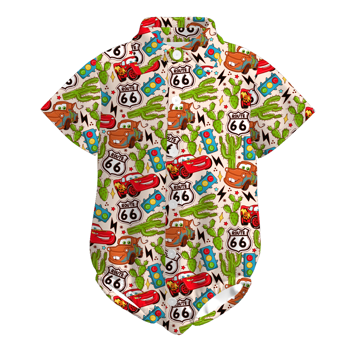 (Pre Order)Family Spring&Summer Cartoon Car Print Dress,Romper&Top