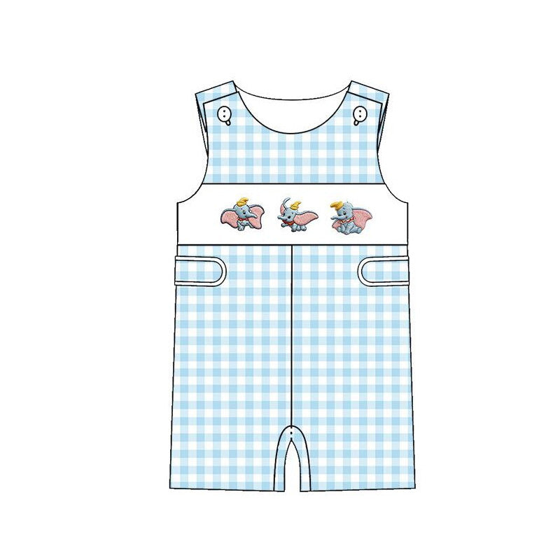(Pre Order)Siblings Spring&Summer Cartoon Elephant Embroidery Smocked Dress,Set&Romper
