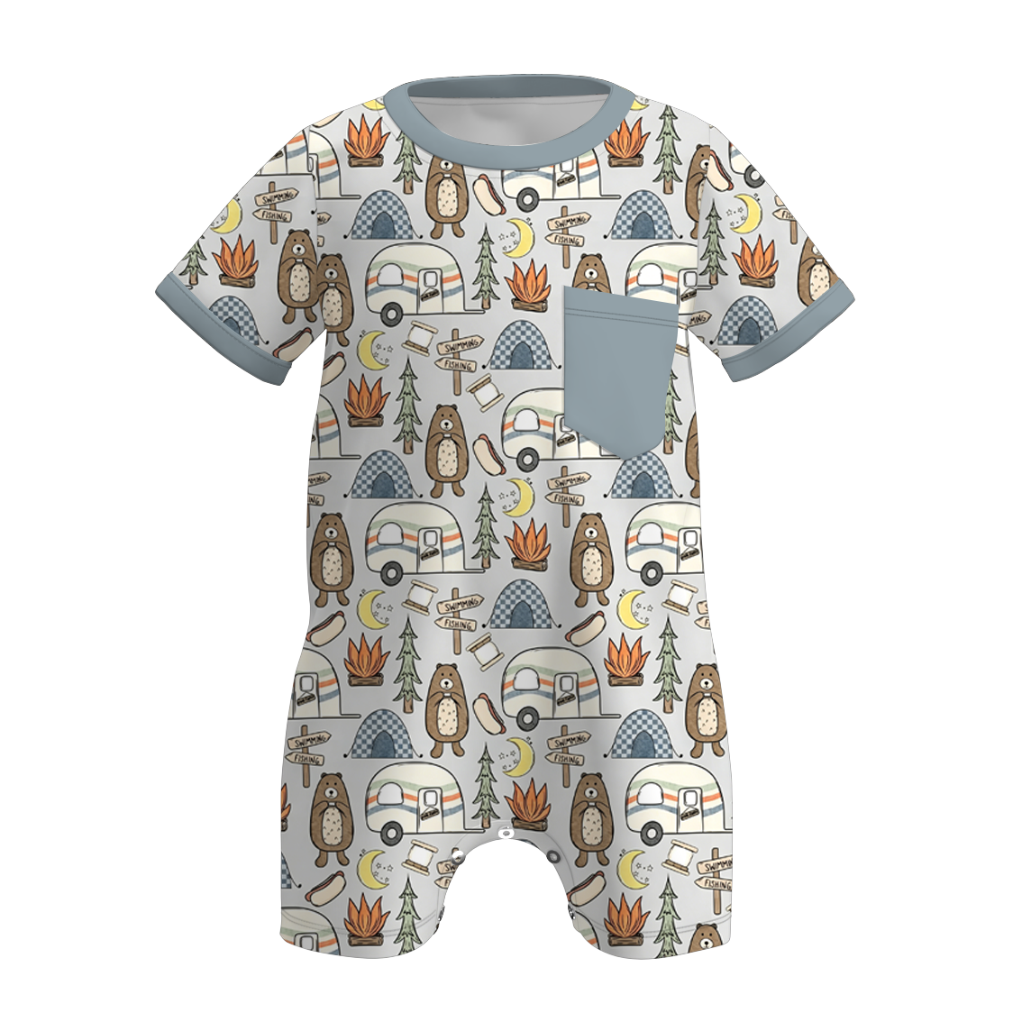 (Pre Order+Prepack Zone)Brothers Fall Camping Print Outfit Set&Romper