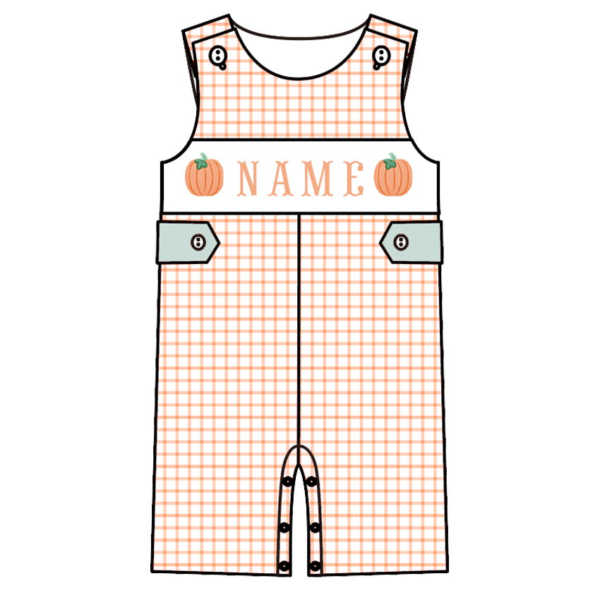 (Pre Order)Siblings Pumpkin Embroidery Smocked Dress,Set&Romper