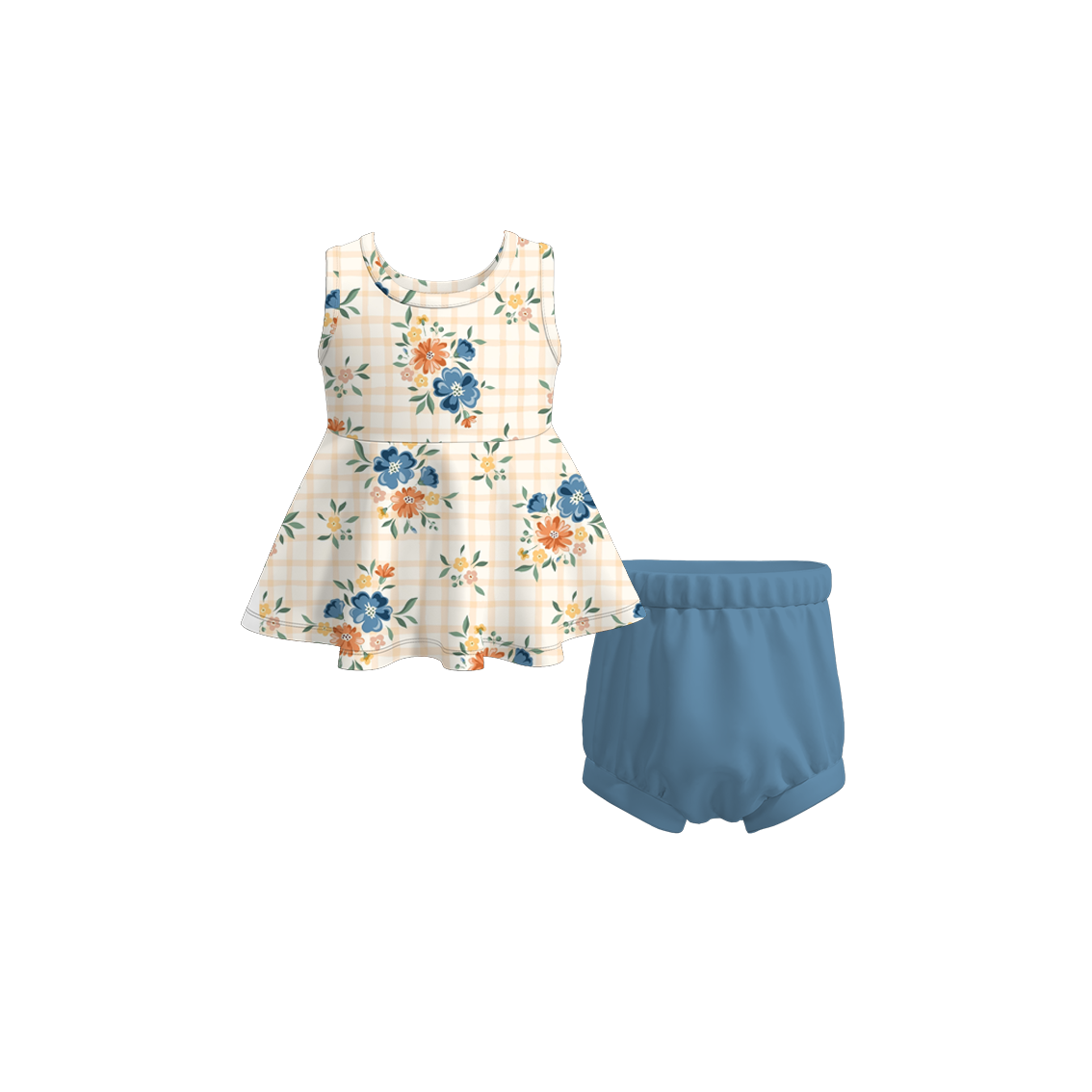 (Pre Order)Exclusive 2024 Summer Baby Girls' Romper Shorts Set