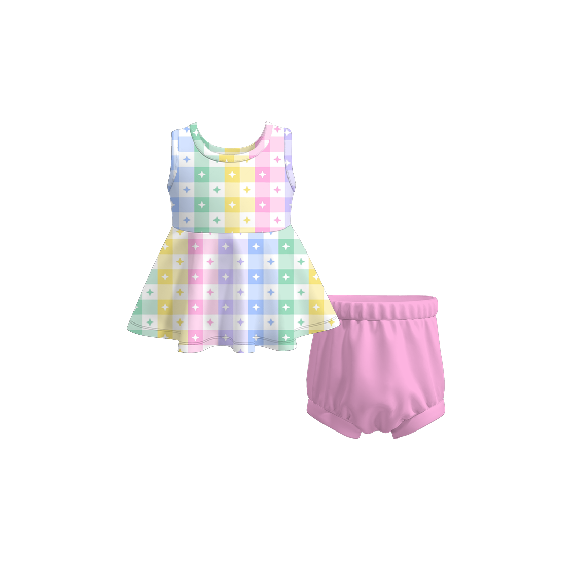 (Pre Order)Exclusive 2024 Summer Baby Girls' Romper Shorts Set