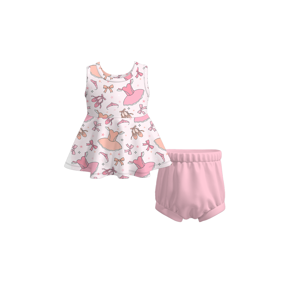 (Pre Order)Exclusive 2024 Summer Baby Girls' Romper Shorts Set