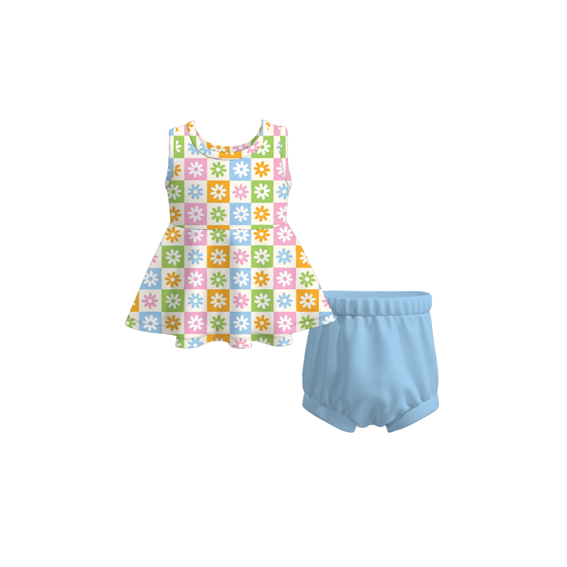 (Pre Order)Exclusive 2024 Summer Baby Girls' Romper Shorts Set