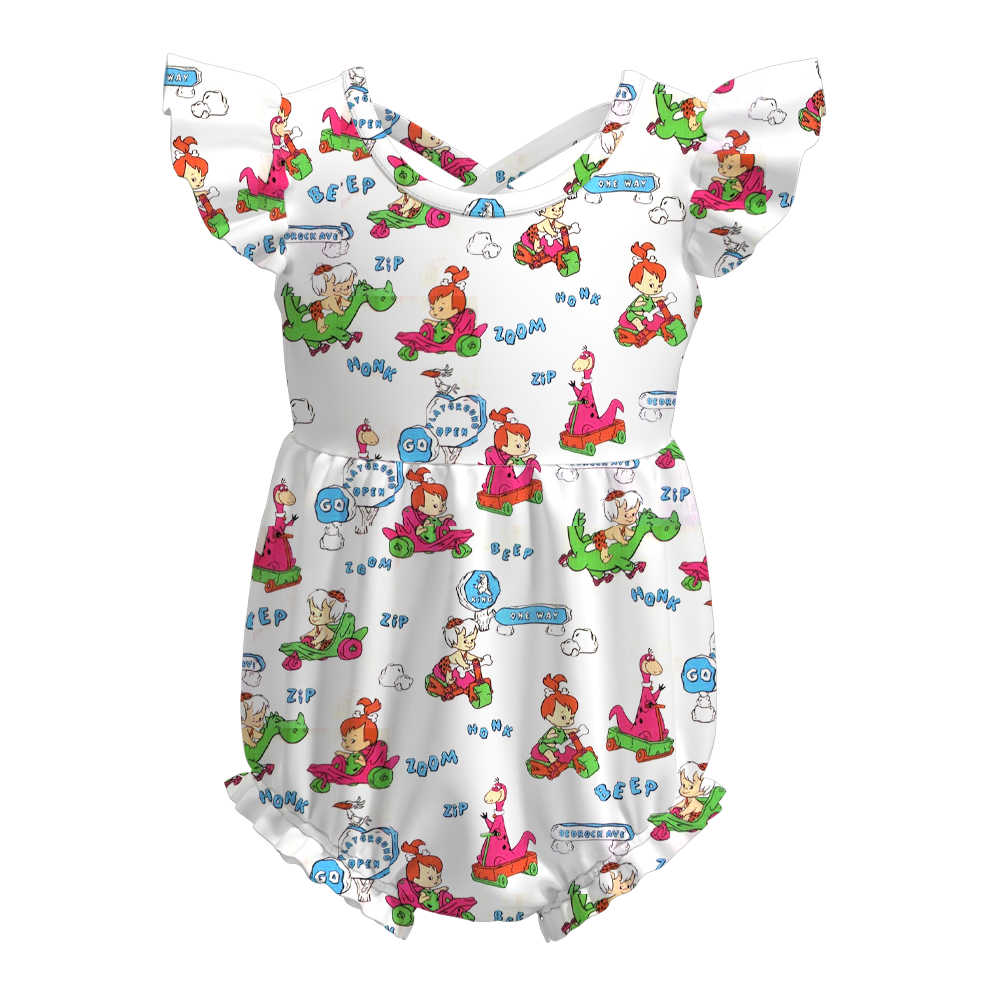 (Pre Order)Baby Girls Summer Cartoon Print Romper