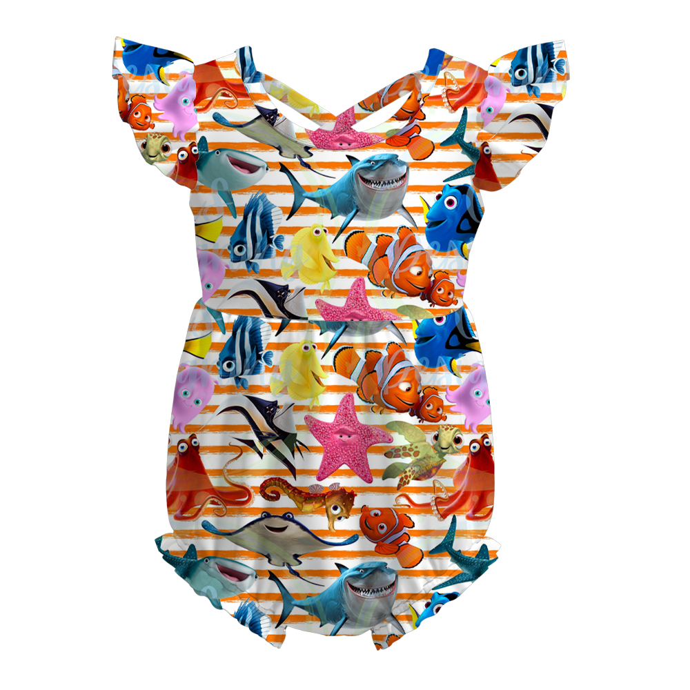 (Pre Order)Baby Girls Summer Cartoon Print Romper