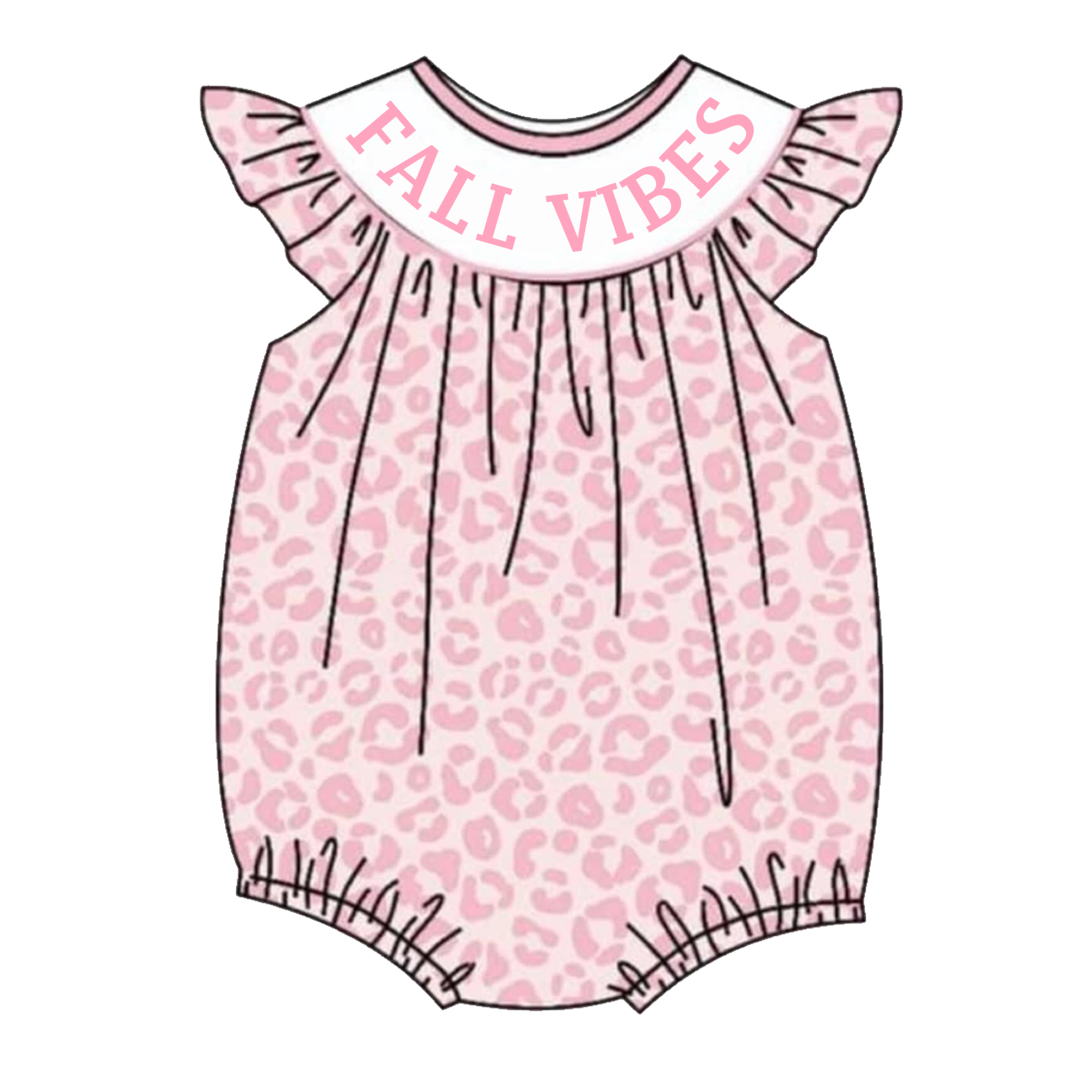 (Pre Order)Baby Girls Pink Leopard Smocked Embroidery Bubbles Romper