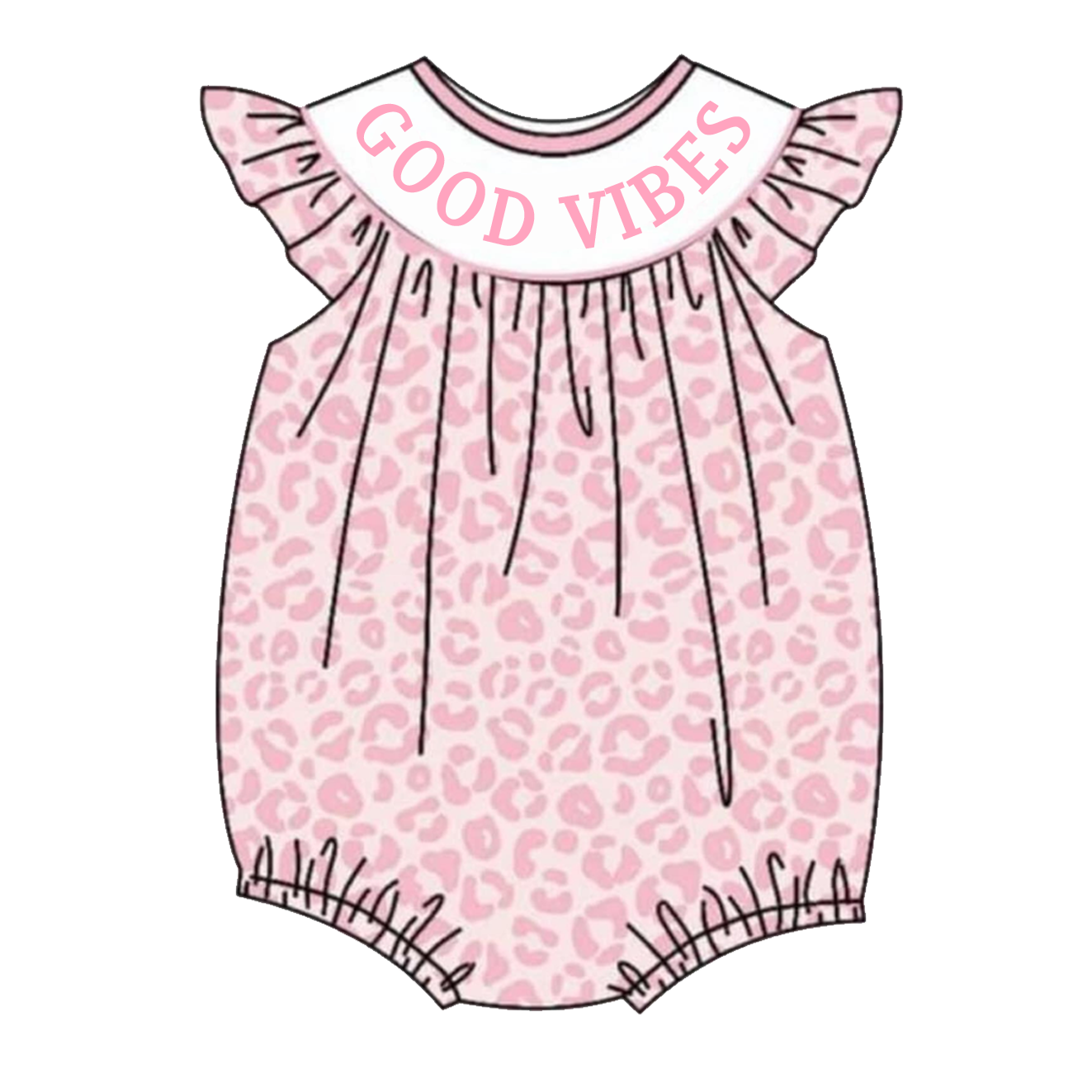 (Pre Order)Baby Girls Pink Leopard Smocked Embroidery Bubbles Romper