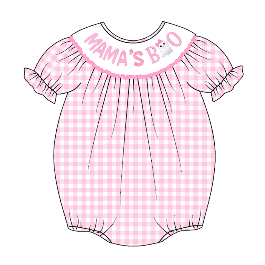 (Pre Order)Baby Girls Halloween Embroidery Bubbles Smocked Romper