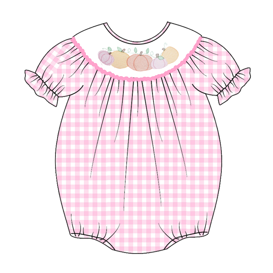(Pre Order)Baby Girls Halloween Embroidery Bubbles Smocked Romper