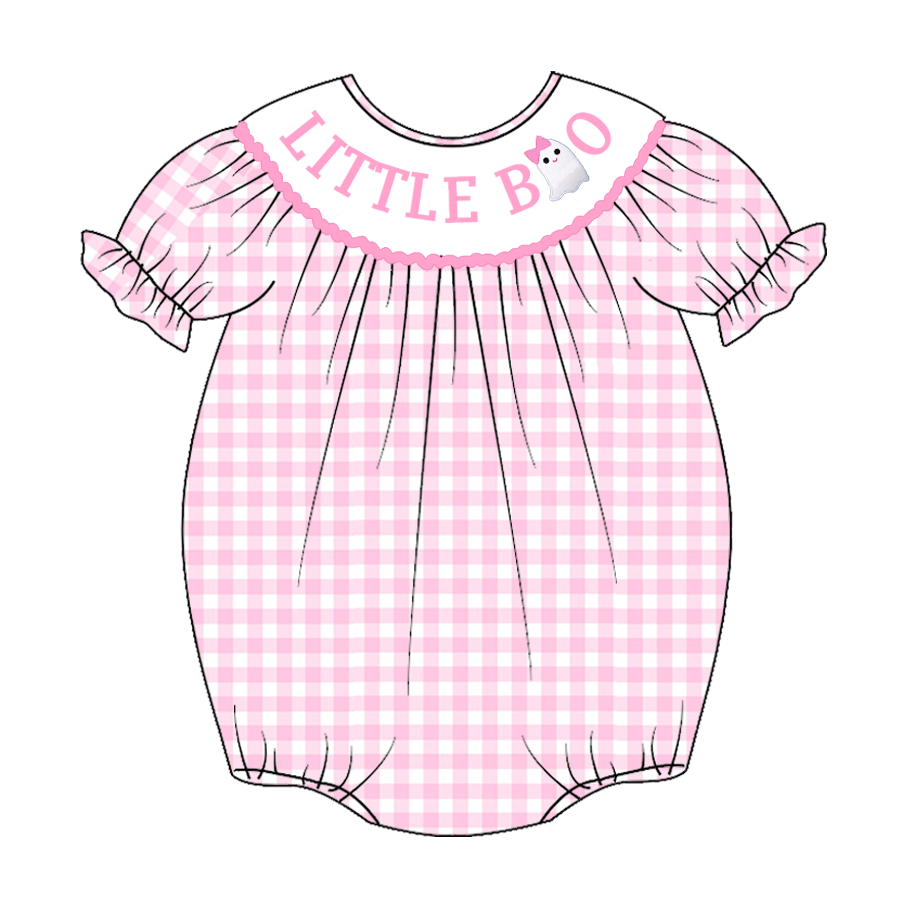(Pre Order)Baby Girls Halloween Embroidery Bubbles Smocked Romper