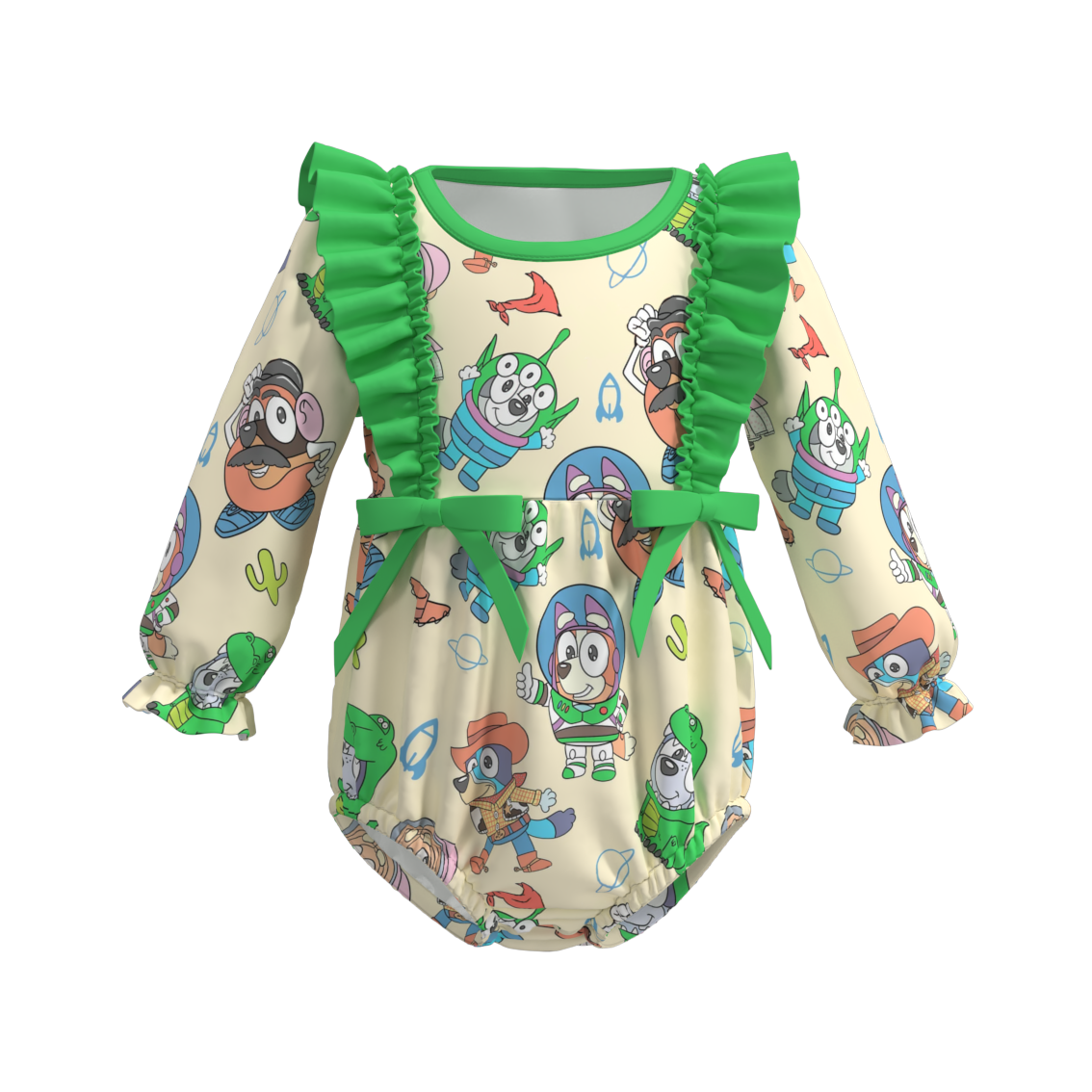 (Pre Orders)Baby Girls Halloween Cartoon Print Ruffled Romper