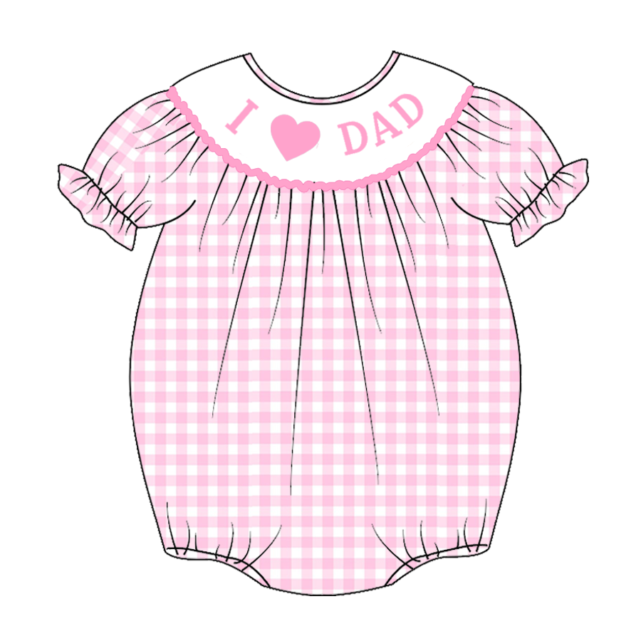 (Pre Order)Baby Girls Pink Plaid Embroidery Smocked Romper