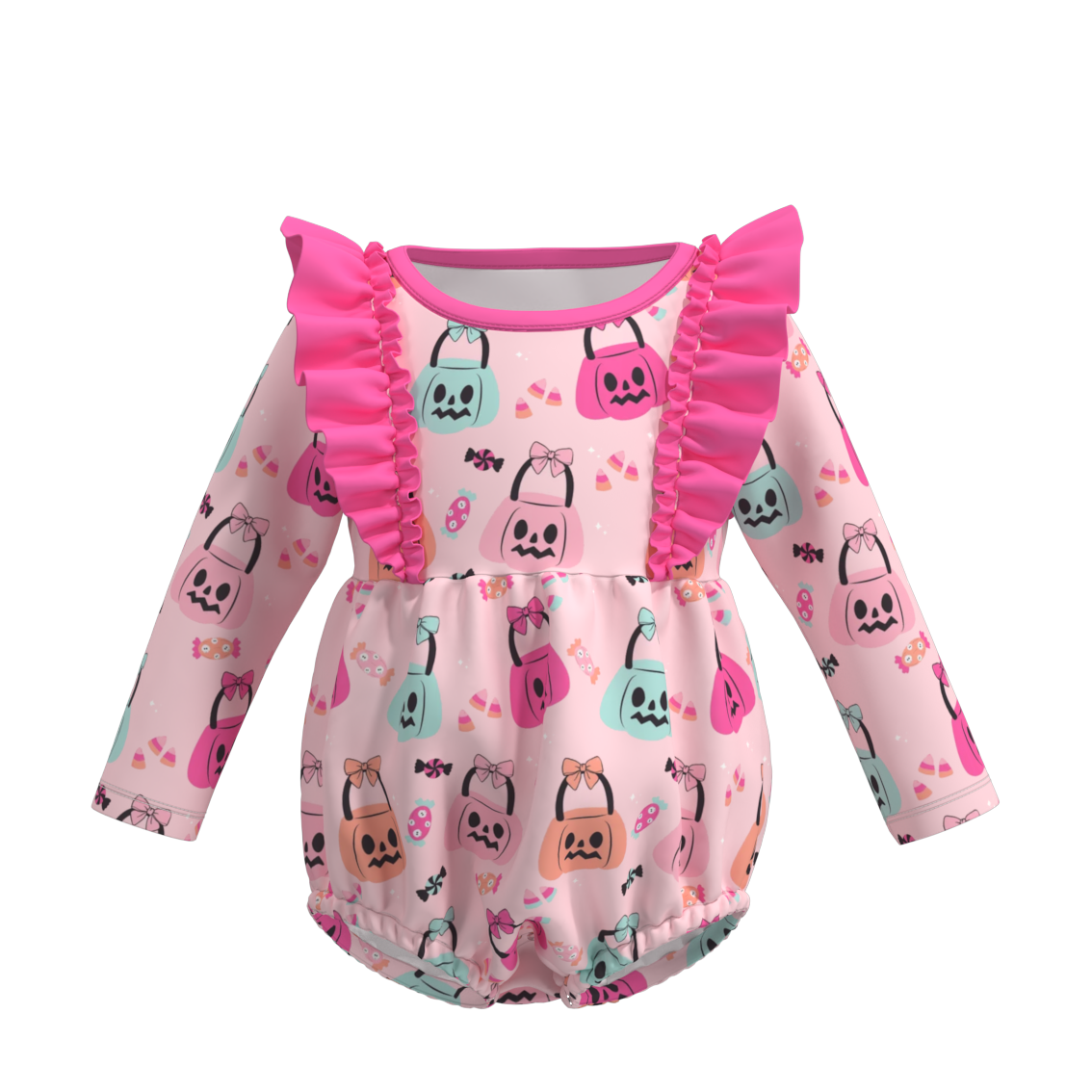 (Pre Orders)Baby Girls Halloween Print Ruffled Romper
