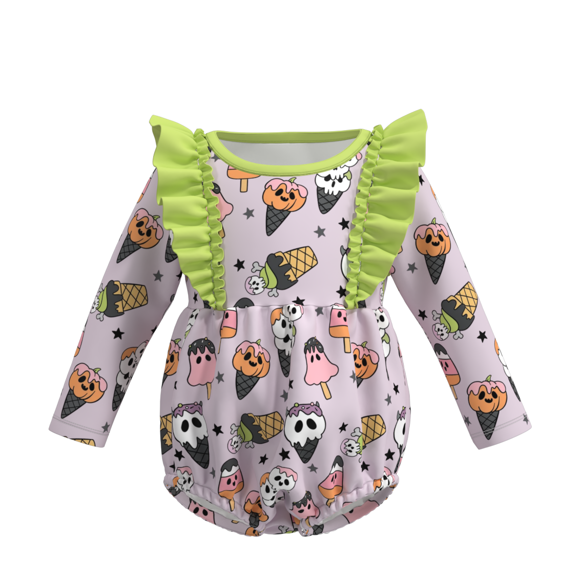 (Pre Orders)Baby Girls Halloween Print Ruffled Romper