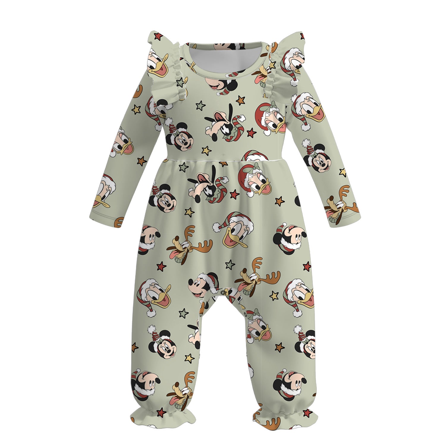 (Pre Order)Baby Girls Christmas Cartoon Print Romper