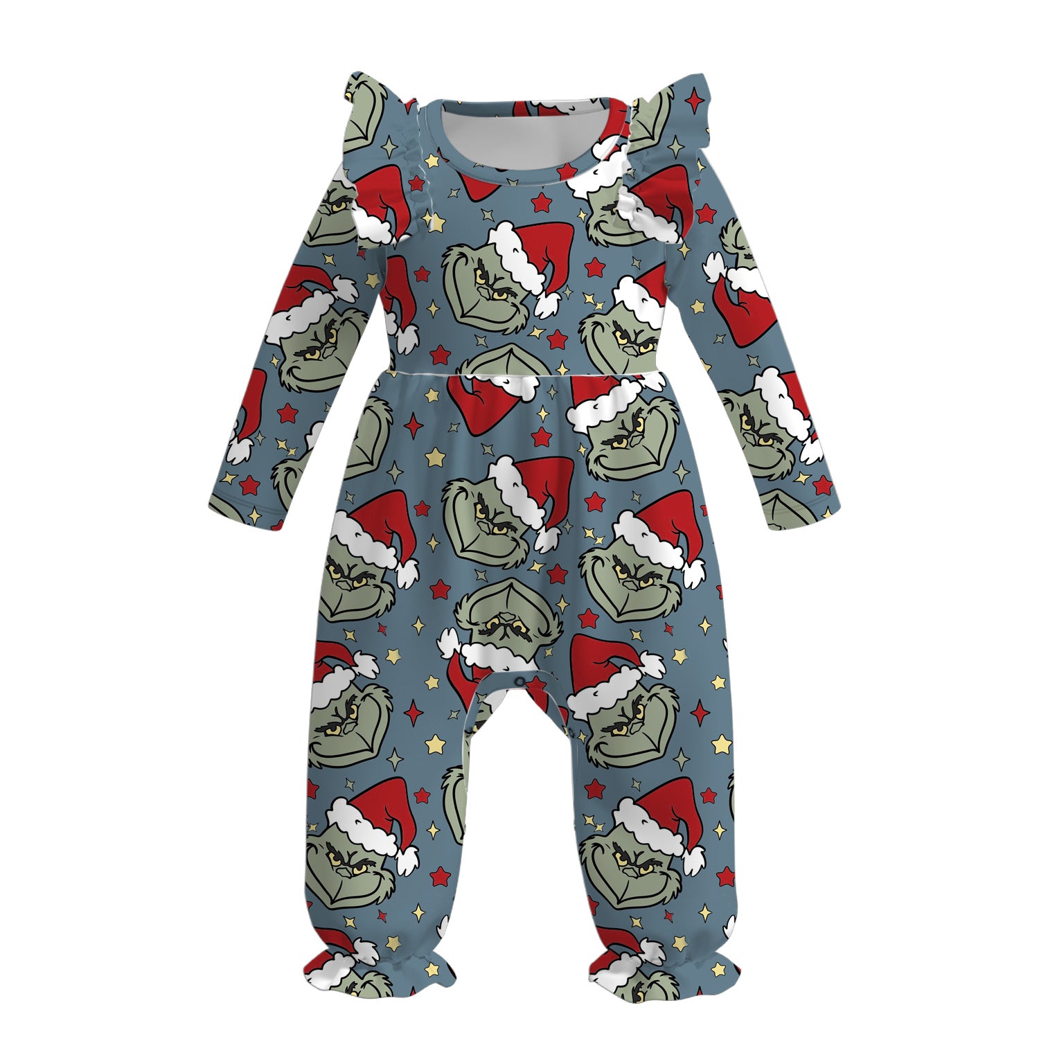 (Pre Order)Baby Girls Christmas Cartoon Print Romper