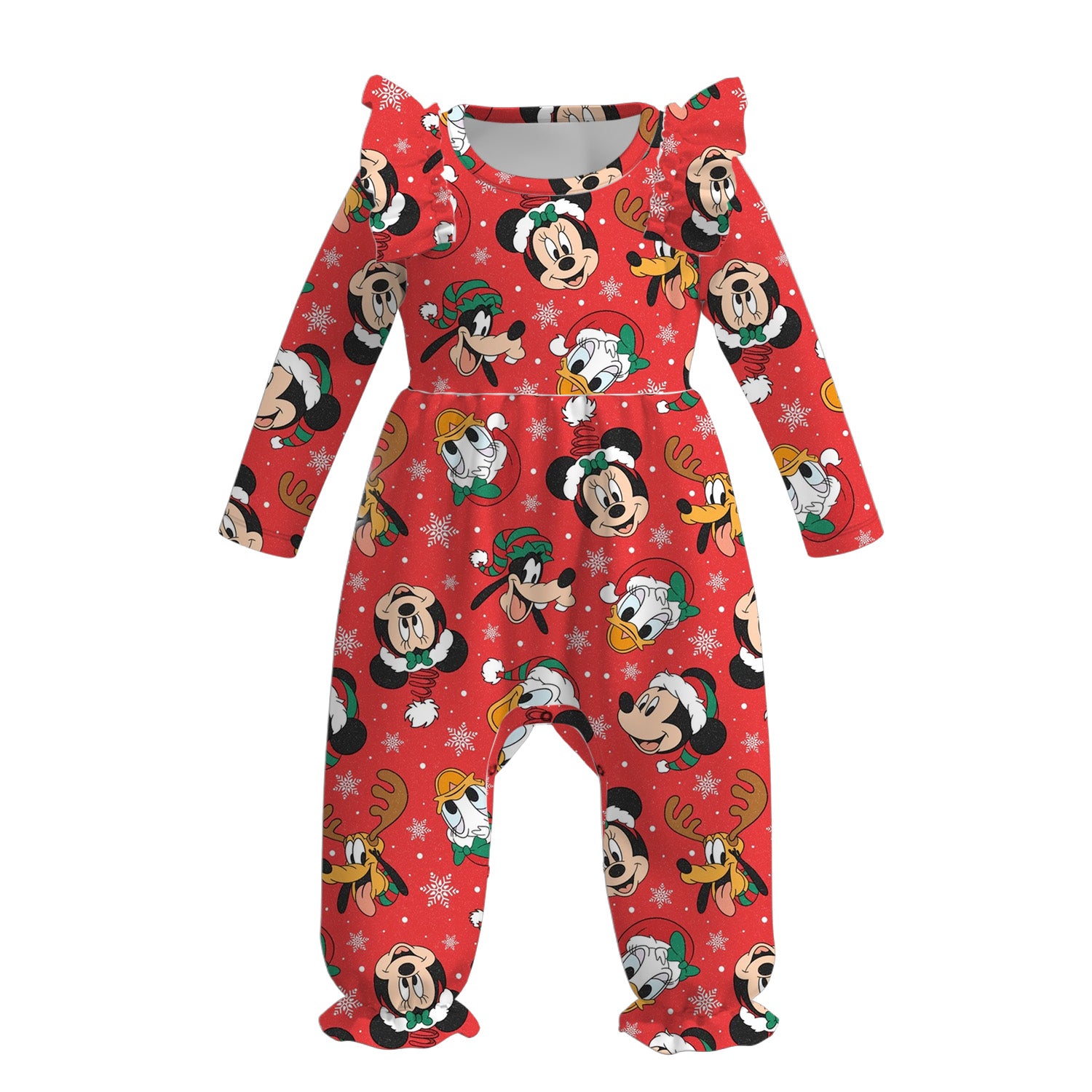 (Pre Order)Baby Girls Christmas Cartoon Print Romper