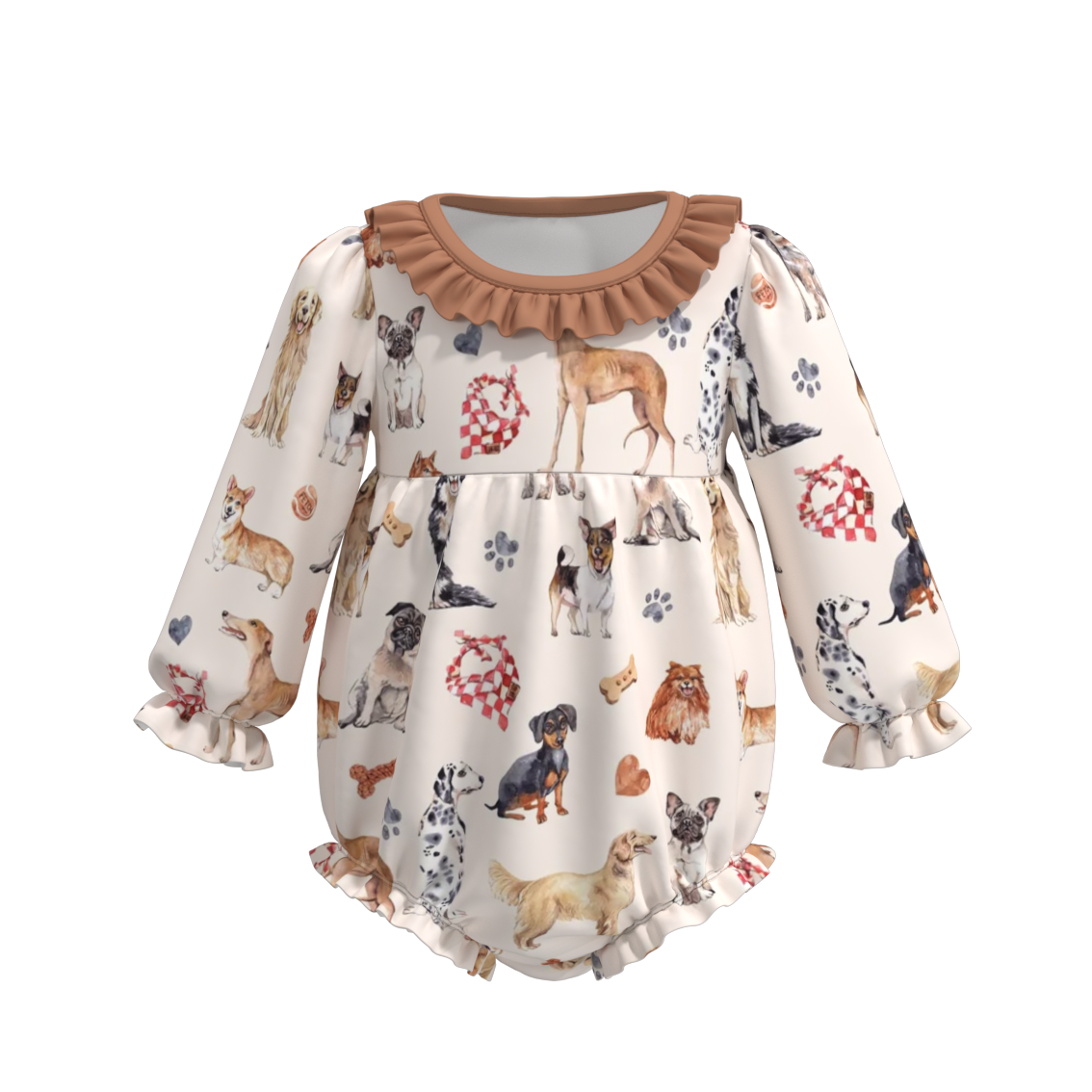 (Pre Order)Baby Girls Fall Cute Animals Print Romper