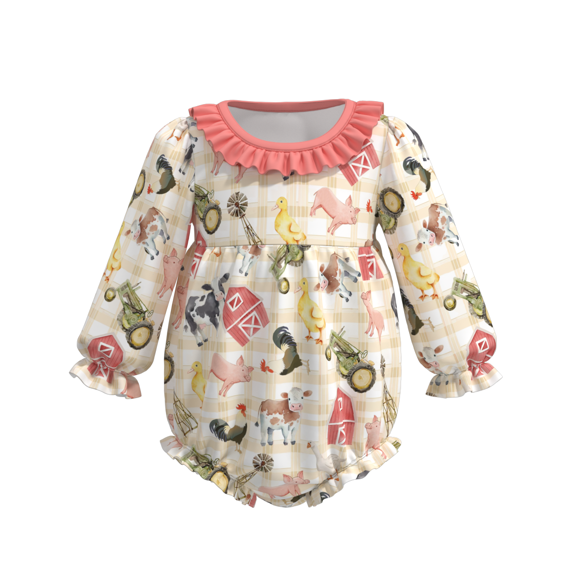(Pre Order)Baby Girls Fall Cute Animals Print Romper